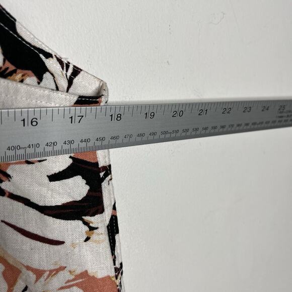 Forever 21 Linen Blend Midi Dress Womens Medium Pink Brown Floral Button Up - Picture 2 of 13